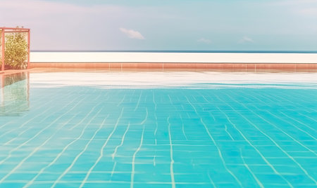 The empty poolside surface during summer travel was a blank canvas, waiting to be filled with laughter and memories. Creating using generative AI toolsの素材