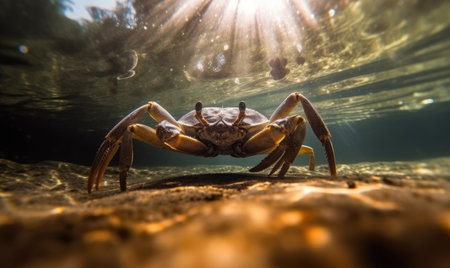 Mangrove crab captured in stunning detail in an underwater close-up shot. Creating using generative AI toolsの素材