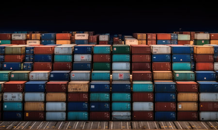 Large crane lifting containers onto a freight train for transport. Creating using generative AI toolsの素材