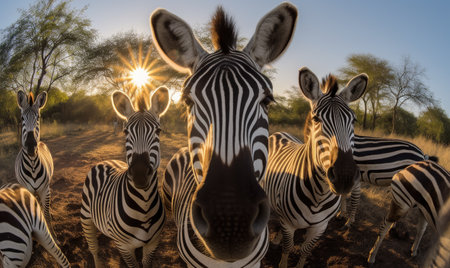 Zebra on the go: Selfie captures the graceful movement and untamed spirit of the animal. Creating using generative AI toolsの素材