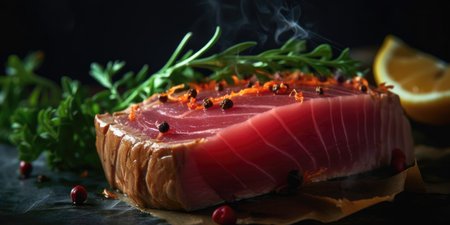 Delicious recipe for red tuna steaks with garlic butter Creating using generative AI toolsの素材