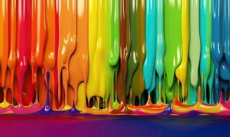 Vibrant rainbow hues drip in abstract fantasy design. Creating using generative AI toolsの素材