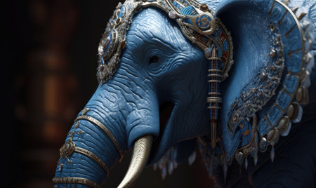 Behold the mighty anthropomorphic elephant, armored and ready for battle. Creating using generative AI toolsの素材