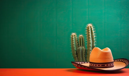 A sombrero-wearing cactus adds a festive touch to any decor Creating using generative AI toolsの素材