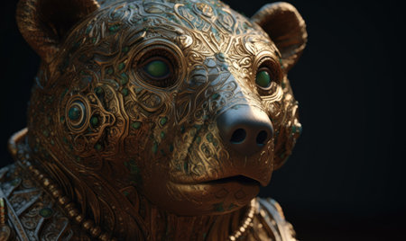 In a surreal twist, a bear takes on a militaristic persona in armor. Creating using generative AI toolsの素材