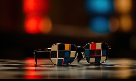 In the summer sun, the sunglasses with colored lenses provided protection. Creating using generative AI toolsの素材