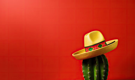 Cactus in a sombrero embodies the spirit of Mexico Creating using generative AI toolsの素材