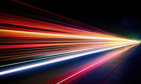 The abstract art installation featured a series of long exposure dynamic speed light trails, creating a mesmerizing display.  designeの素材