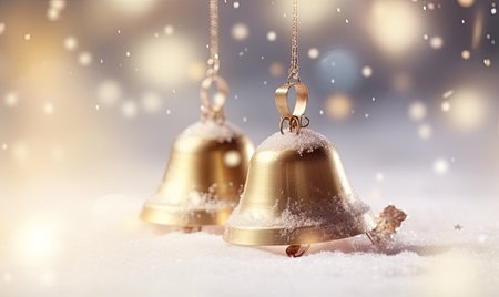 A mesmerizing display of shimmering Christmas bells.  designeの素材