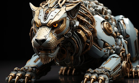 The robotic lion moved with precision, its mechanical features resembling the king of the jungle. designeの素材