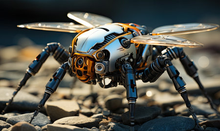 The tiny mosquito robot buzzed through the air, silently patrolling. designeの素材