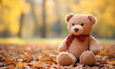 With a gentle smile, the grandmother placed the teddy bear on the rocking horse, where it sat as a silent riderの素材