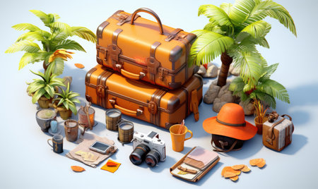 The vibrant illustration captures the essence of a perfect summer vacation. designeの素材