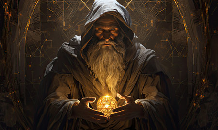 The hermit from the major arcana embodies solitude and enlightenment in this character concept. designeの素材