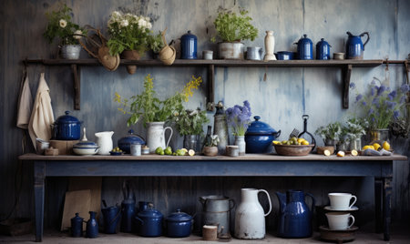A table topped with lots of vases filled with flowersの素材