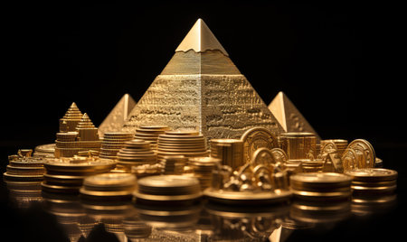 Discover the golden treasure within the miniature Egypt pyramid. designeの素材