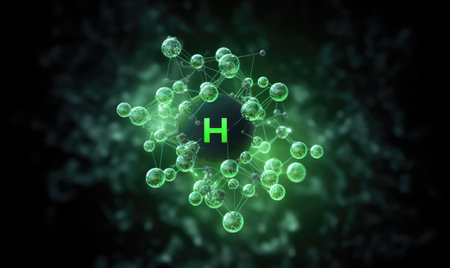 A green hydrogen with the letter h in itの素材