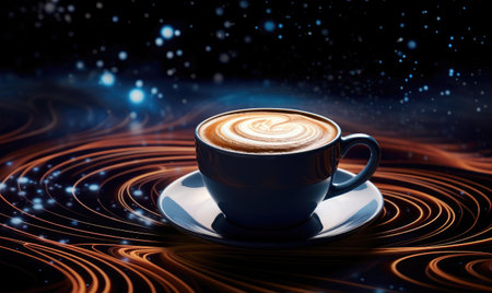 A cup of coffee sitting on top of a saucerの素材