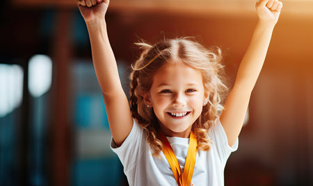 The Sunshine Princess: A Little Girl with a Yellow Ribbon and a Radiant Smileの素材