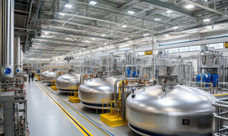 A factory filled with lots of metal tanksの素材