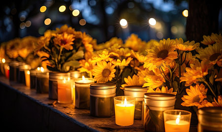 A row of sunflowers sitting next to each otherの素材