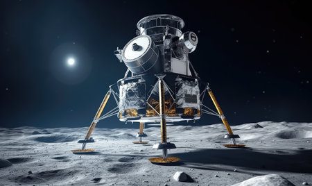 An artist's rendering of a space station on the moonの素材