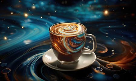 A cup of coffee sitting on top of a saucerの素材