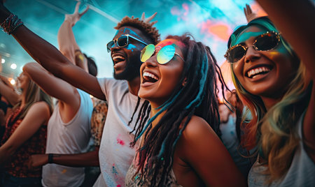 A group of young people standing next to each otherの素材