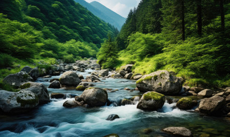 A Serene Journey Through the Enchanting Embrace of a Verdant Forestの素材