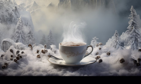 A cup of coffee sitting on top of a saucerの素材