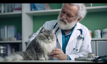 A cat is being examined by a vetの素材