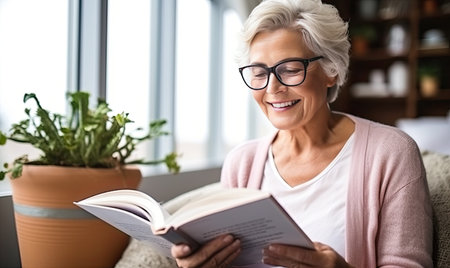 A Quiet Moment of Solitude: Woman Engrossed in a Captivating Bookの素材