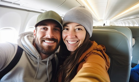 A Selfie at 30,000 Feet: Capturing Love and Adventure in the Airの素材