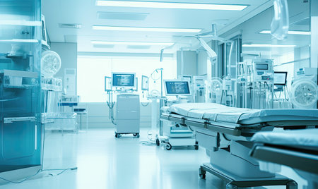 A hospital room filled with lots of medical equipmentの素材