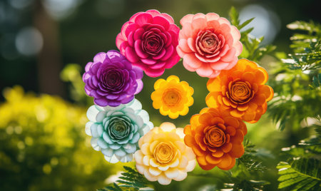 A bunch of flowers that are in the grassの素材