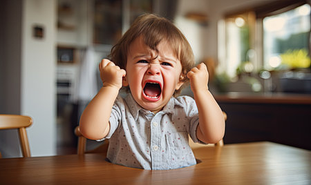 The Tearful Toddler: A Heartbreaking Moment of a Young Child in Distressの素材