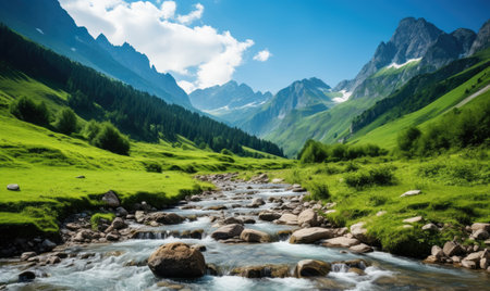 A Serene Journey Through the Enchanting Embrace of a Verdant Forestの素材