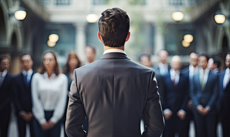 The Leader Inspiring a Crowd With His Vision and Charismaの素材