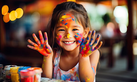 Colorful Hands of a Little Girlの素材