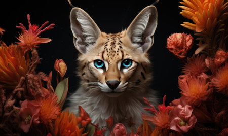 A close-up view of a cat with stunning blue eyes, capturing its captivating gaze and unique beauty.の素材