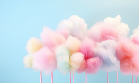 A bunch of cotton candy on a stickの素材