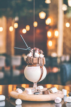 A table showcasing various delicious desserts.の写真素材