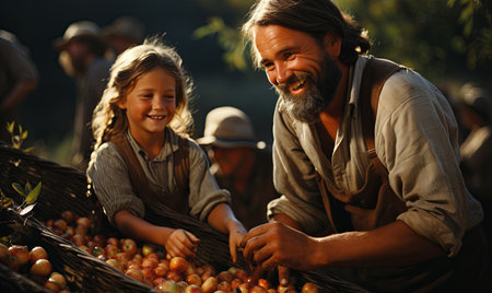 A man and a little girl standing side by side in a casual pose.の素材