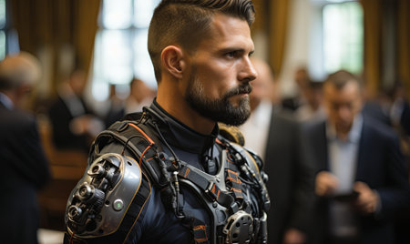 A man with a beard wearing leather armor.の素材