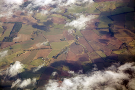 Aerial photo, taken During a flight over the lowlands of scottland in February.の写真素材