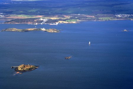 Aerial photo taken During landing at Edinburgh airport in Februaryの写真素材