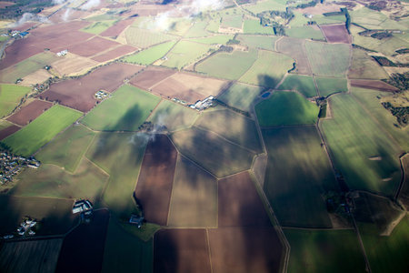 Fields, meadows and landscape, photos taken During a flight over the Lowlands of Scotland.