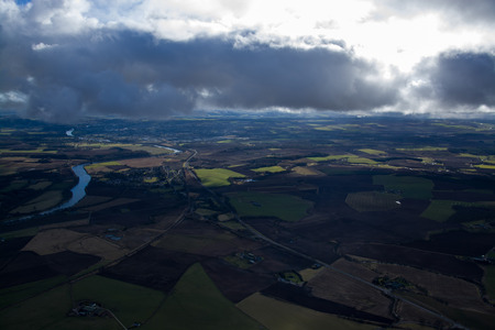 Aerial photo, taken During a flight over the lowlands of scottland in February.の写真素材