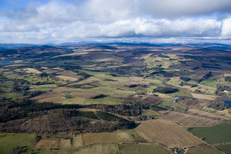 Aerial photo, taken During a flight over the lowlands of scottland in February.の写真素材
