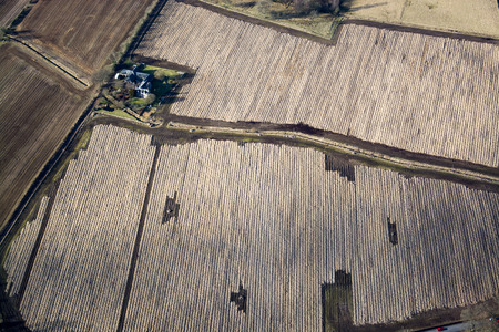 Fields, meadows and landscape, photos taken During a flight over the Lowlands of Scotland.の写真素材